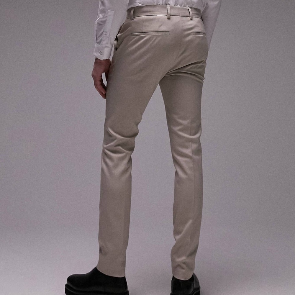 Topman NWOT Super skinny herringbone texture suit pants in stone W32 L32